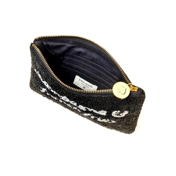 NWOT Champagne & French Fries Black & White Beaded Clutch Kate Spade NY + Target - Picture 3 of 4